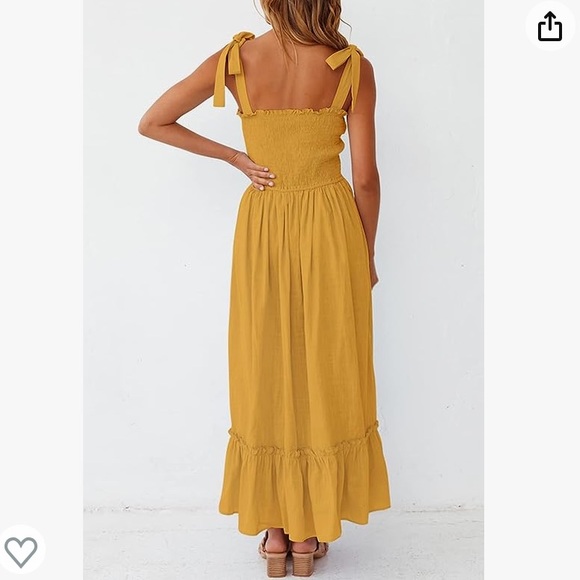 Yellow Summer Tie Strap Dress - Picture 2 of 4